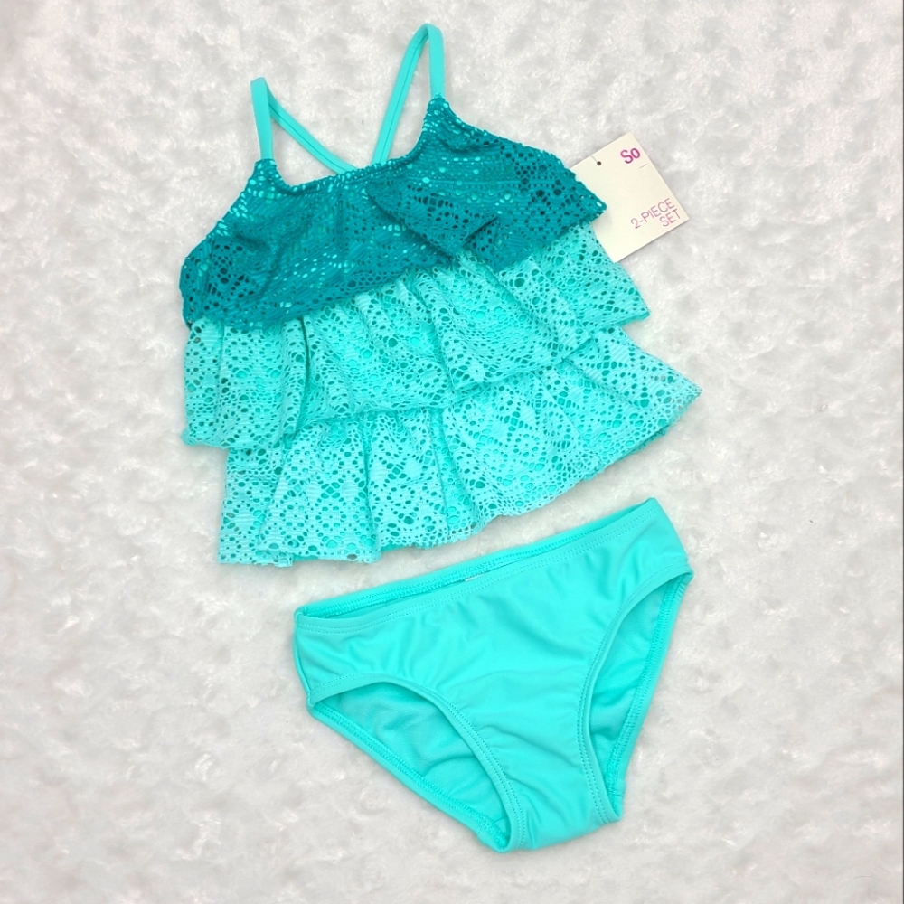 NEW SO girls' tankini crochet swimsuit size 4/5